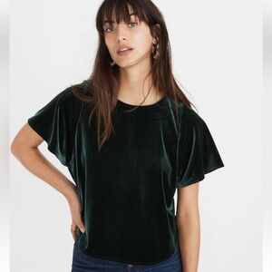 Madewell Green Velvet Butterfly Top XL